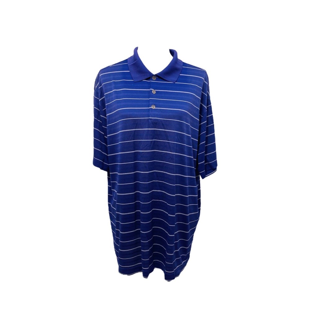 Nike  Purple White Striped Dri-Fit Golf Polo Short Sleeve Size XL